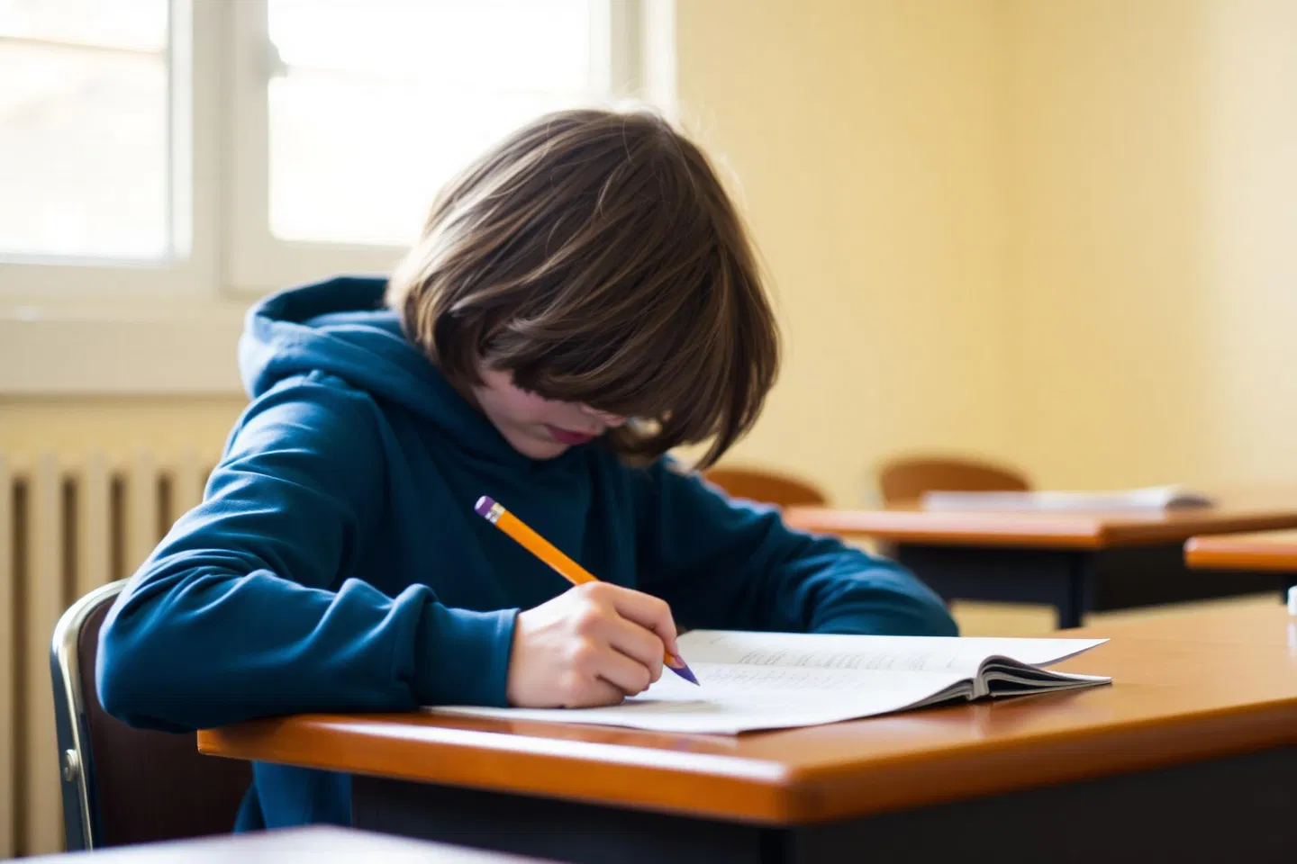 High school student taking a standardized test