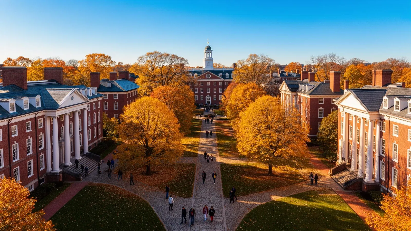 Sunlit college campus archway