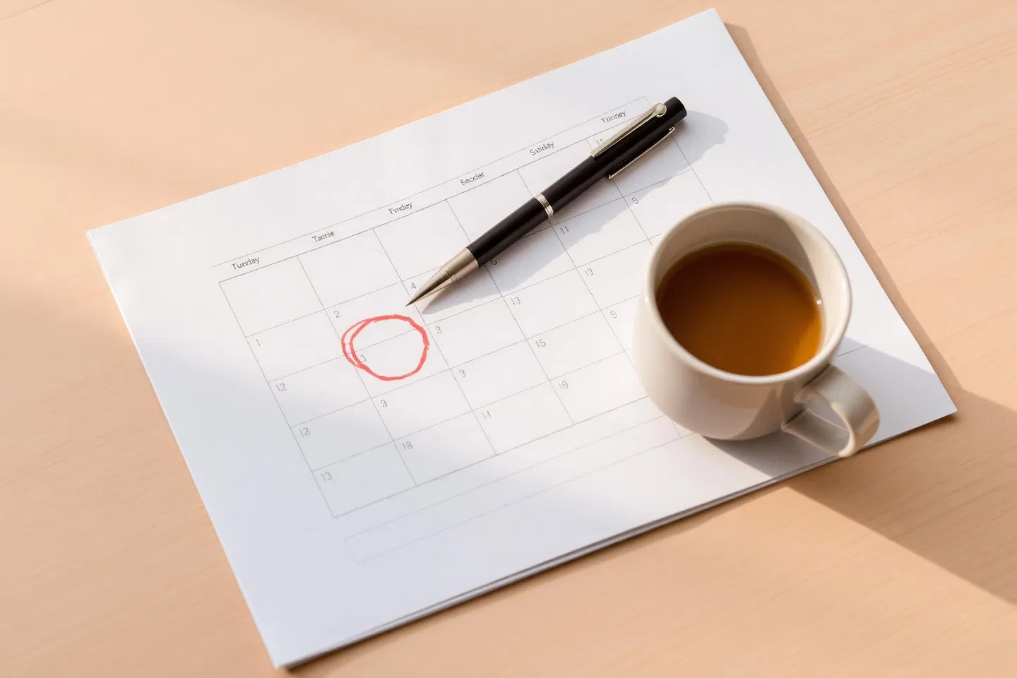 Application planner with key deadlines circled
