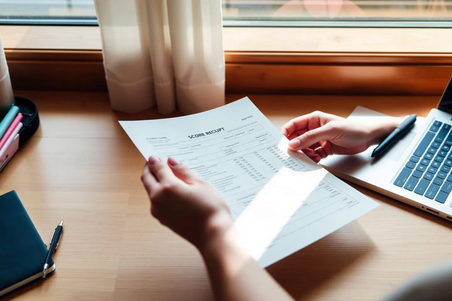 Student reviewing an SAT score report